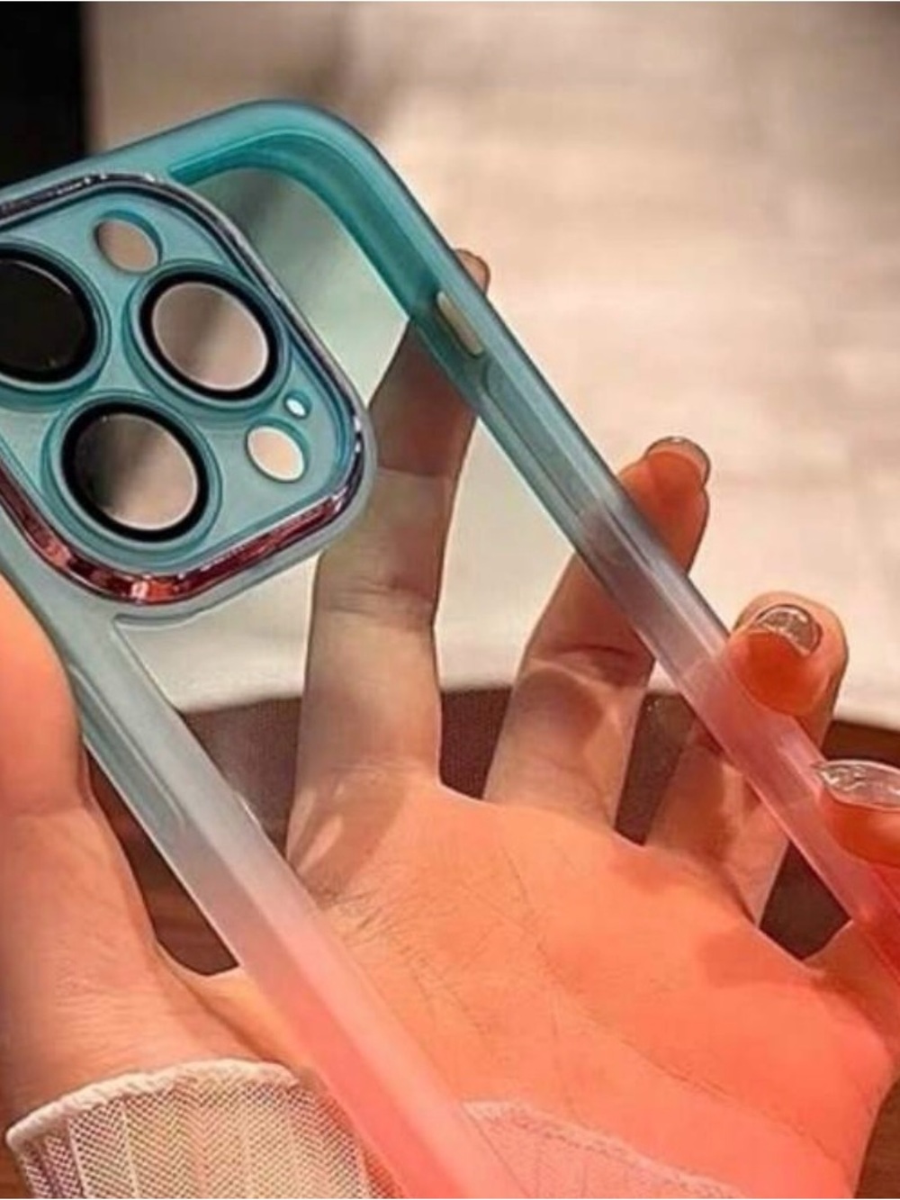 Teal to Pink Gradient Phone Case with Protective Camera Ring